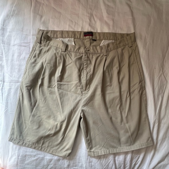 Tan Flat Front Shorts with Classic Design - Picture 1 of 3